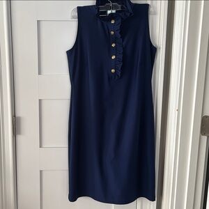 Katherine Way Navy Midi Dress with Gold Accents